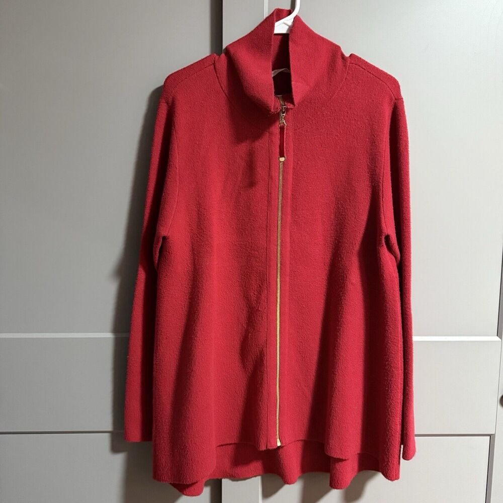 Soft Surroundings Women 2EV61 Meria Zip Cardigan Jacket Red Large